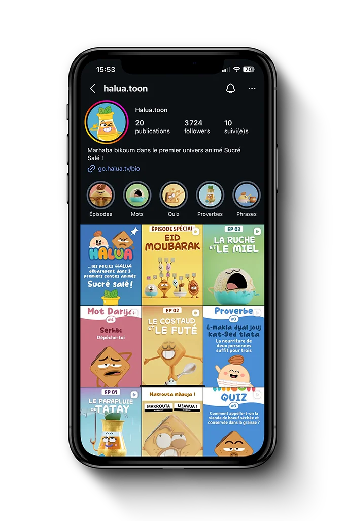 Feed Instagram Halua — aperçu de la grille