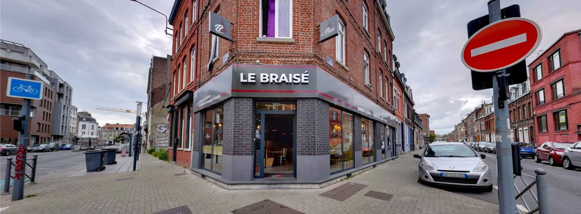Le Braisé — devanture et identité visuelle d'un restaurant halal à Lille, direction artistique Niyah Design.