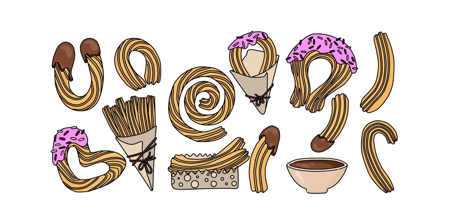 Série d'illustrations de churros — Papy Churros
