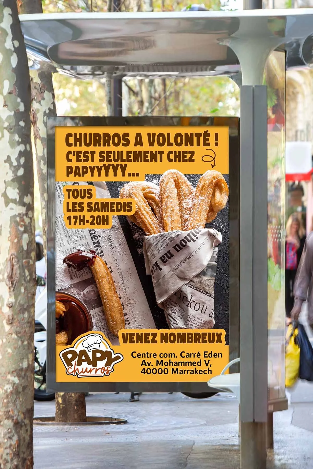 Affichage urbain Papy Churros — Churros à volonté